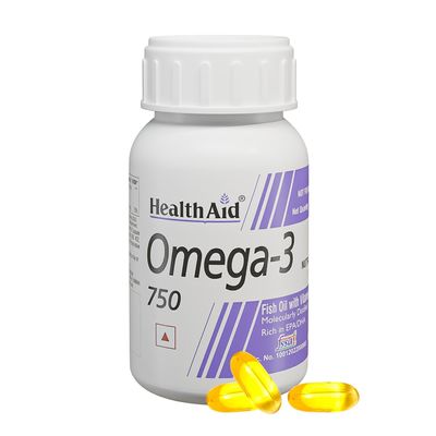 HealthAid Omega 3 750mg (EPA 425mg, DHA 325mg) -Pack Of 60 Capsules