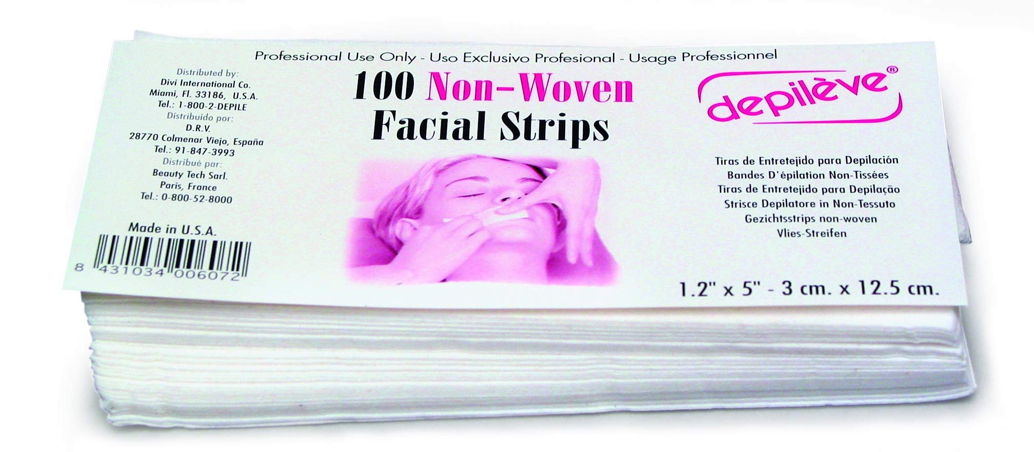 1.2 x 5 : Depileve Non Woven Facial Strips, 5 Ounce