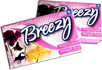Breezy Fabric Softner Sheets, Floral Bouquet scent, 50 Sheets