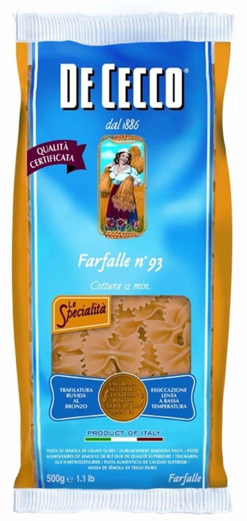 De Cecco Pasta - Farfalle, 500g Pouch