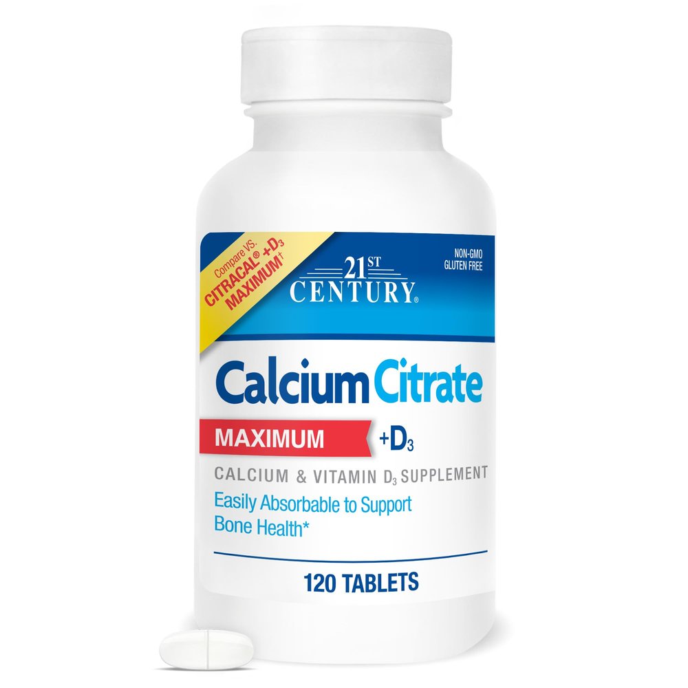 21st Century, Calcium Citrate Maximum + D3, 120 Tablets