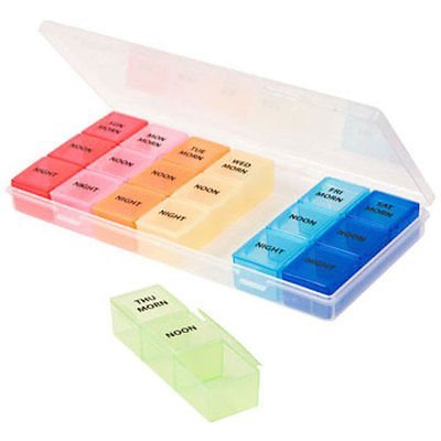 7-Day Pill Box Organizer 3 Times A Day Morning Noon and Night Medi Planner