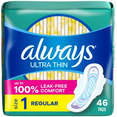 Always Ultra Thin Pads Regular W/Flexi-Wings Unscented 46 Count