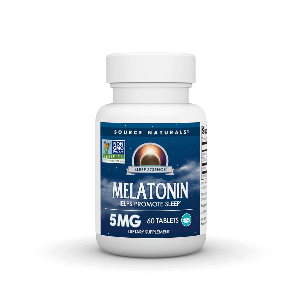 Source Naturals Melatonin, 5 Milligrams, 60 Tablets. Pack of 1 Bottle