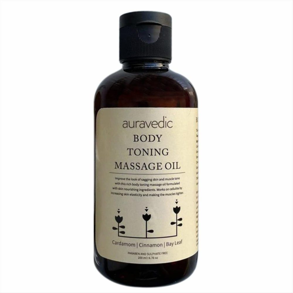 Auravedic Body Toning Body Massage Oil for full body relax 200ml Body Oil for Winter Body oil after bath for daily use Body oil for glowing skin Stretch Mark Removal Massage Oil For women men