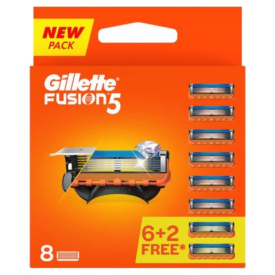 Gillette Fusion Manual Blades for men with styling back blade - 8 count for Perfect Shave and Perfect Beard Shape
