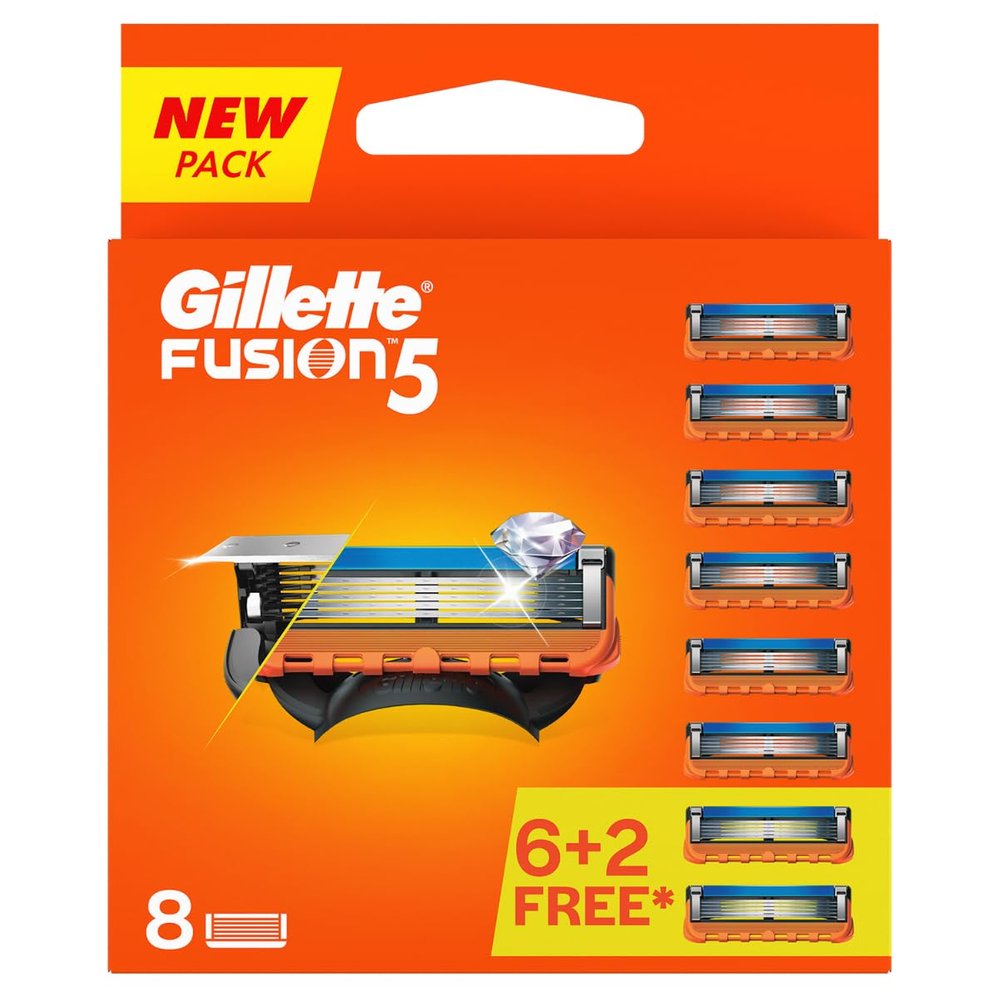 Gillette Fusion Manual Blades for men with styling back blade - 8 count for Perfect Shave and Perfect Beard Shape