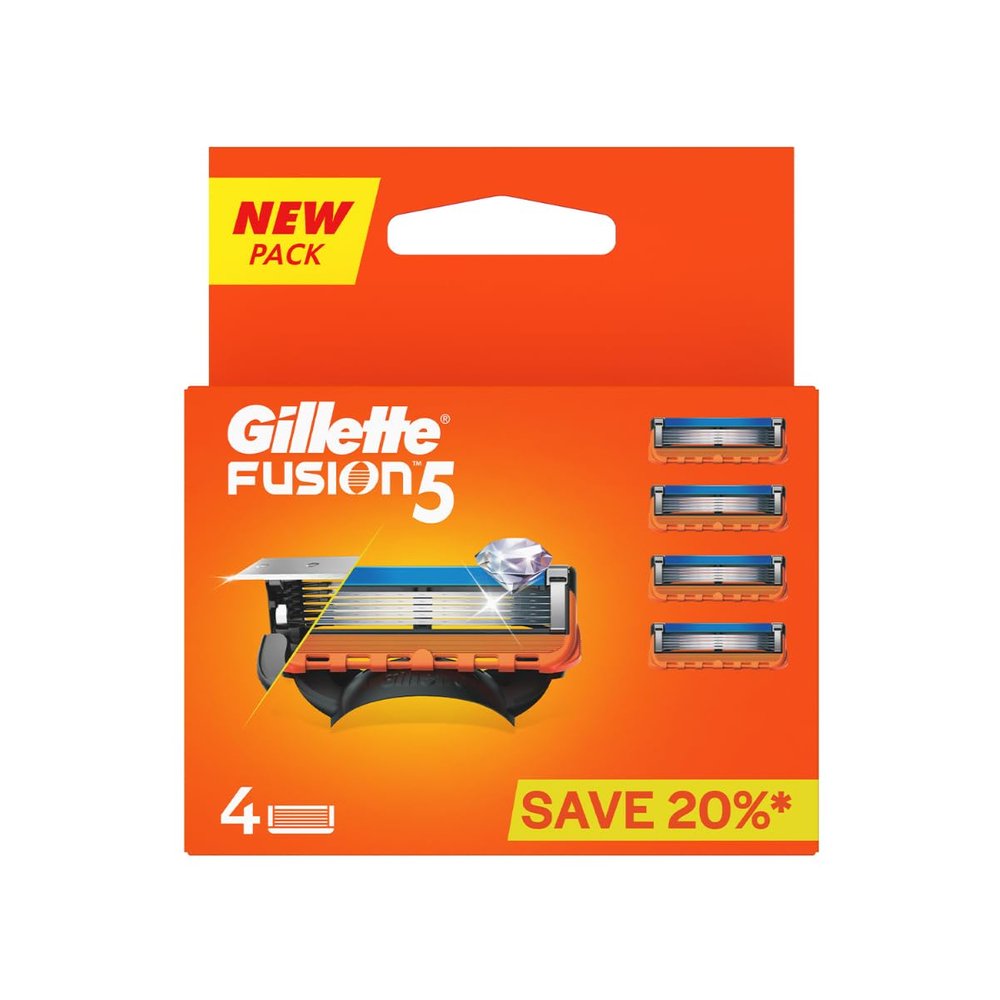 Gillette Fusion Manual Blades for men with styling back blade - 4 count for Perfect Shave and Perfect Beard Shape