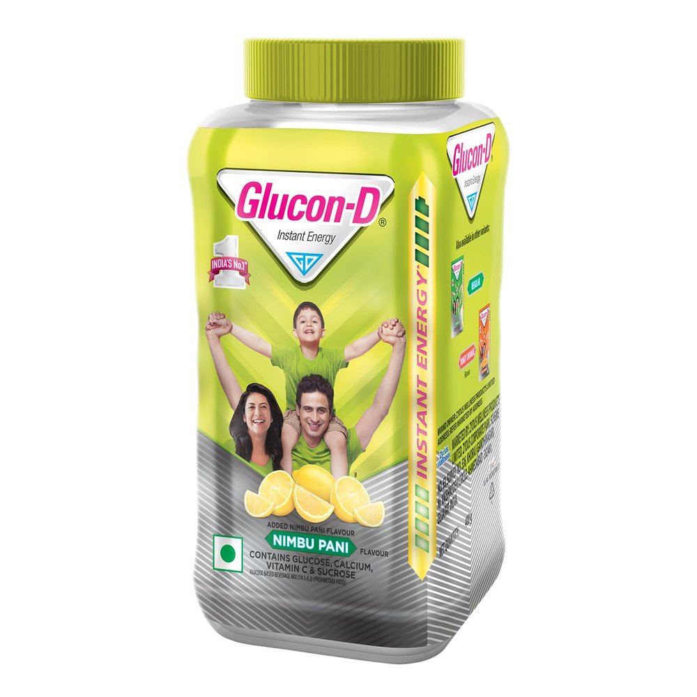 Glucon-D Nimbu Pani Glucose Powder(400G, Jar)| For Tasty & Healthy Tangy Flavoured Glucose Drink| Provides Instant Energy| Vitamin C Supports Immunity| Contains Calcium For Bone Health, Lime
