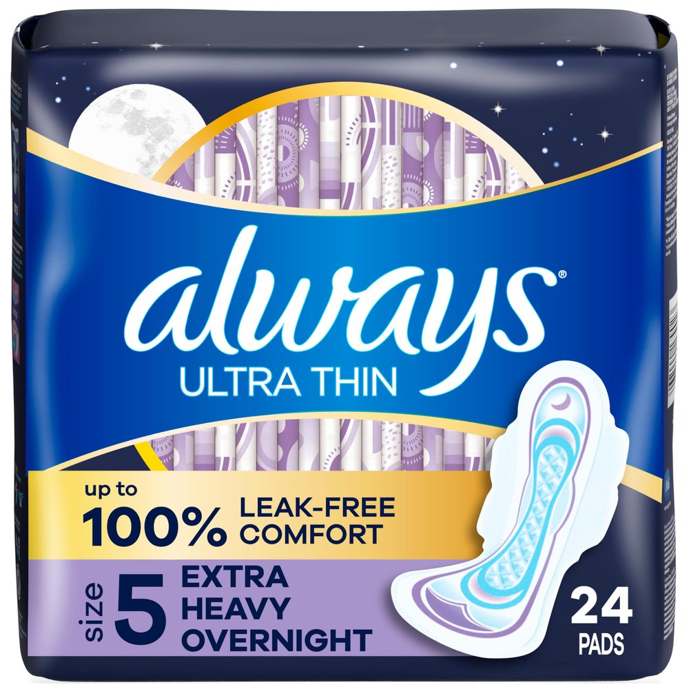 Always Ultra Thin Extra Heavy Overnight Pads, 24 Count