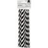 American Crafts 24 Count Lined Paper Straws, Black view 1