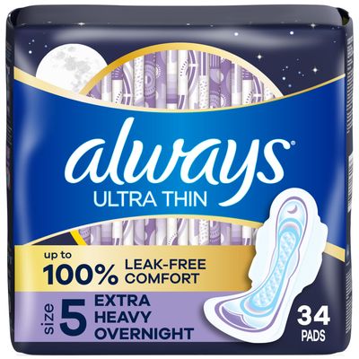 Always Ultra Thin Extra Heavy Overnight Pads - 34 CT