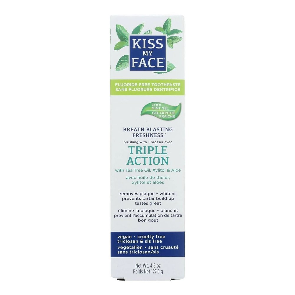 Kiss My Face Triple Action Gel Toothpaste, Fluoride Free Toothpaste, 4.5 Ounce by Kiss My Face