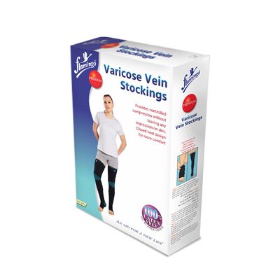 Flamingo Premium Varicose Vein Stockings | Medical Compression Stockings for Varicose Veins & Swelling | Compression Socks for Men & Women | Size - X-Large | 1 Pair |