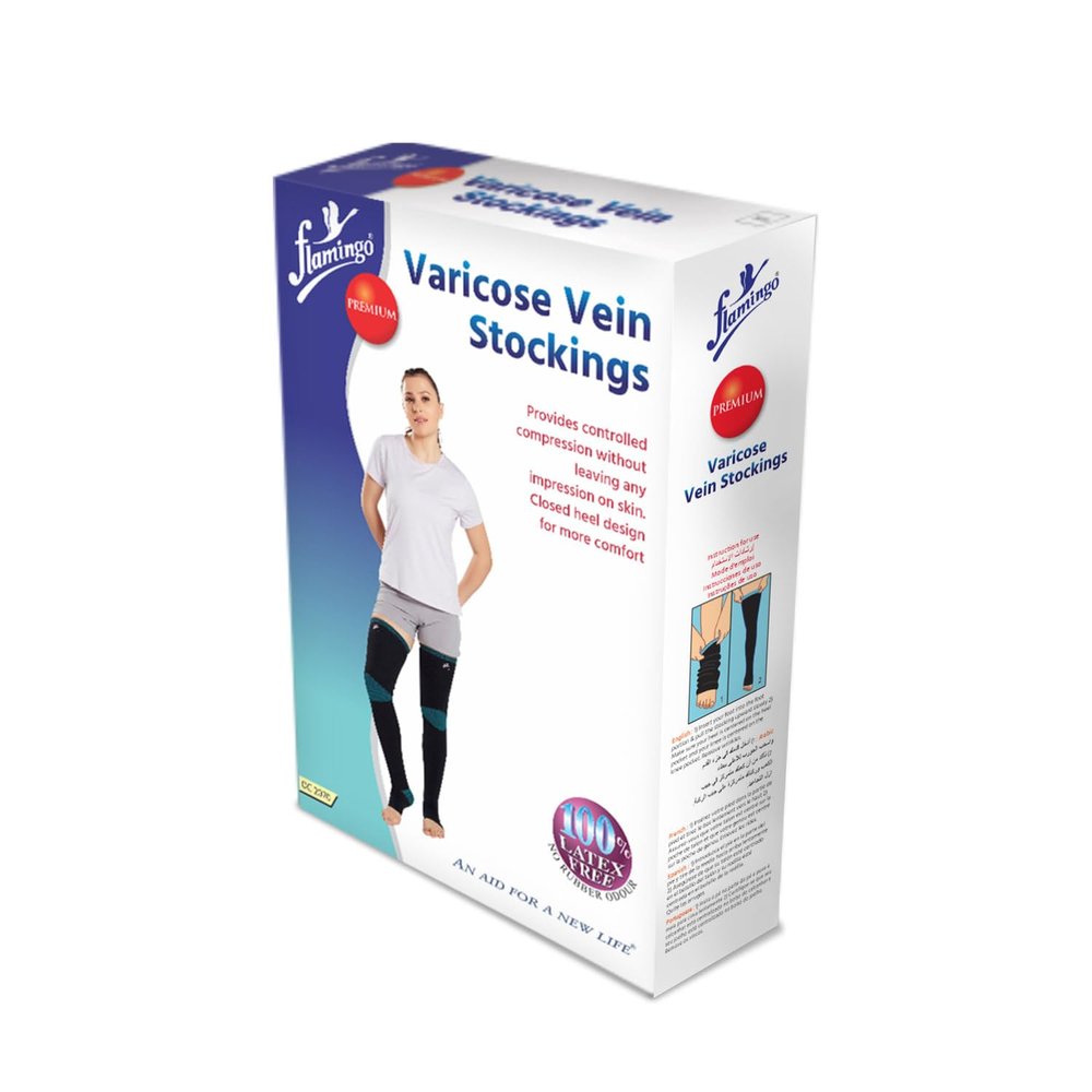 Flamingo Premium Varicose Vein Stockings | Medical Compression Stockings for Varicose Veins & Swelling | Compression Socks for Men & Women | Size - X-Large | 1 Pair |