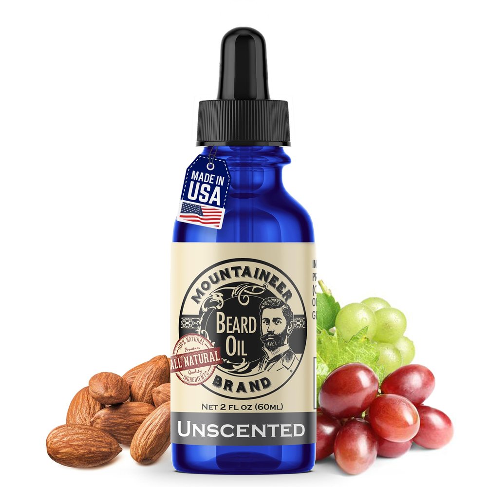 Beard Oil by Mountaineer Brand, Barefoot/UNSCENTED: Beard Conditioning Oil, 2 Ounce bottle