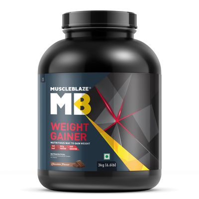 MuscleBlaze Weight Gainer Powder with Added Digezyme, Chocolate (30 Servings, 3kg / 6.6lbs) | 12g Protein, 72g Carbs Per Scoop | Nutritious Way to Gain Weight