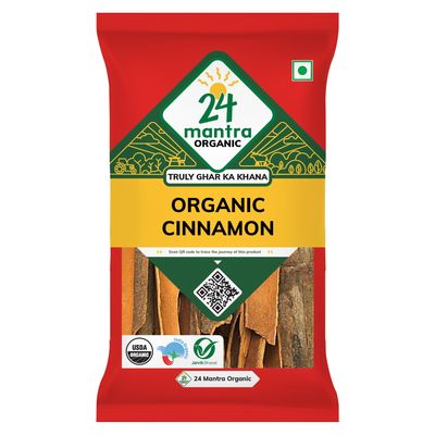 24 Mantra Organic Cassia/Cinnamon/Dalchini/Dalchina Chekka - 100gms, Pack of 1, 100% Organic