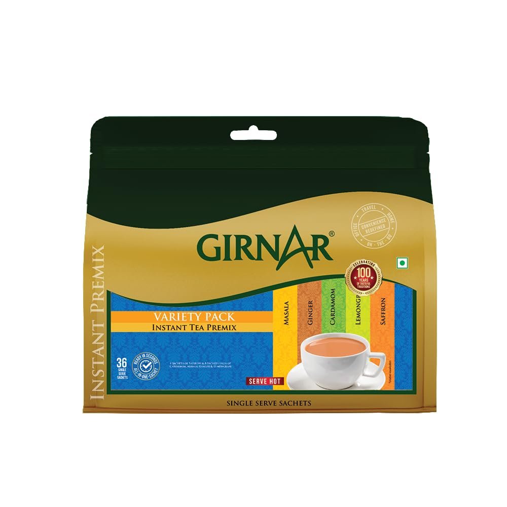 Girnar Instant Premix Chai - Variety Pack (36 Sachets)