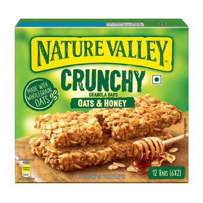 Nature Valley Crunchy Granola Bars | Multigrain Energy Bars| No Artificial Flavours | Contains Whole Grain Oats & Honey, 252g (12 Bars-PACK OF 6)
