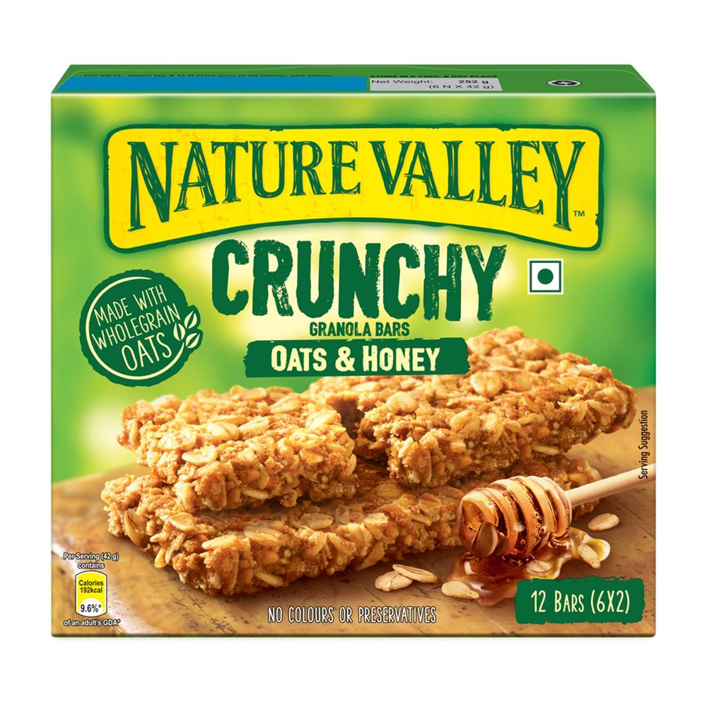 Nature Valley Crunchy Granola Bars | Multigrain Energy Bars| No Artificial Flavours | Contains Whole Grain Oats & Honey, 252g (12 Bars-PACK OF 6)