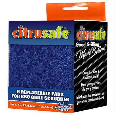 CitruSafe 6 Count Replaceable BBQ Grill Scrubber Pads - Removes Grease and Burnt Food Safely from Gas and Charcoal Grill Grates