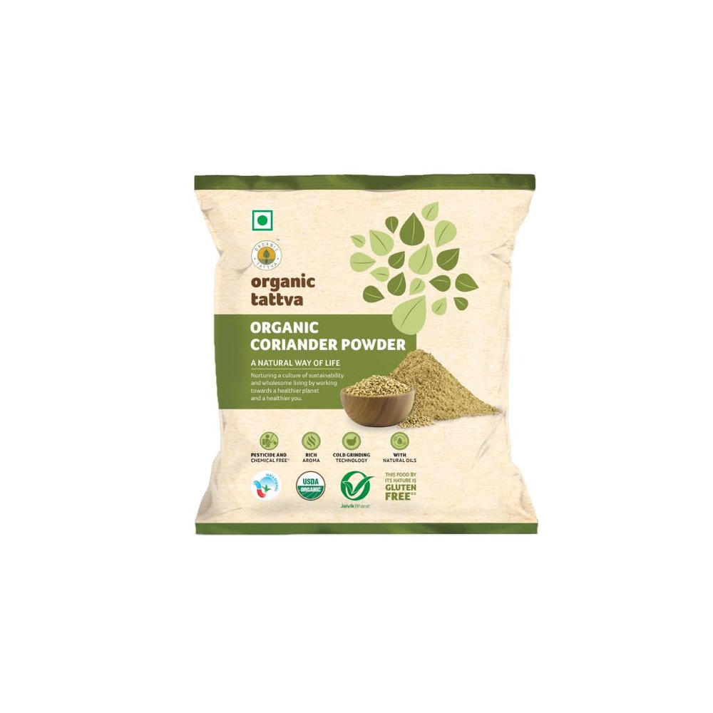 Organic Tattva, Organic Dried Coriander Powder (Dhaniya) | Quality Dhaniya Powder, Naturally Processed, from Farm Picked Fresh Coriander Seeds (100 G, Pouch)