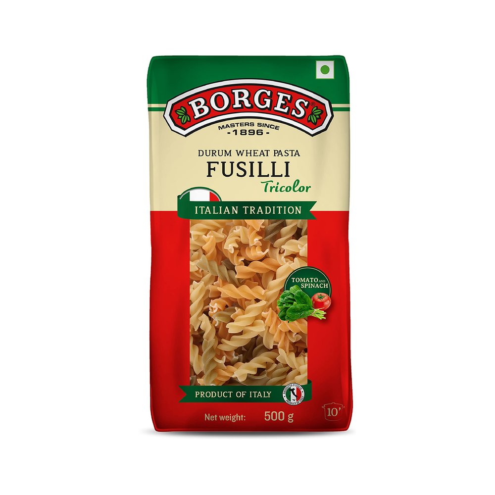 Borges Fusilli Tricolor Pasta, 500g