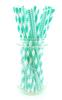 Blue Aqua Striped & Chevron Straws, Paper Drinking Straws, Dessert Table Wedding Party Straws (50 Pack) - Teal Aqua Blue Striped & Chevron Straws view 2