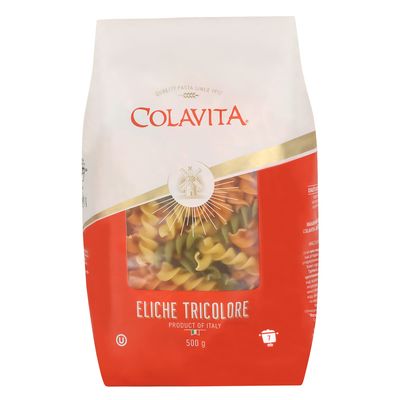 Colavita Eliche Tricolore Pasta 500g | Durum Wheat Semolina Pasta | High Fibre | No Artificial Ingredients