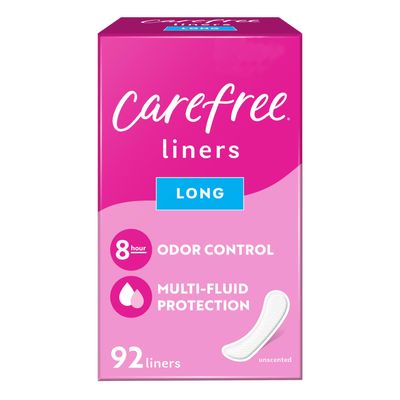 Carefree Acti-Fresh Ultra-Thin Panty Liners, Long To Go, Unscented - 92 Count