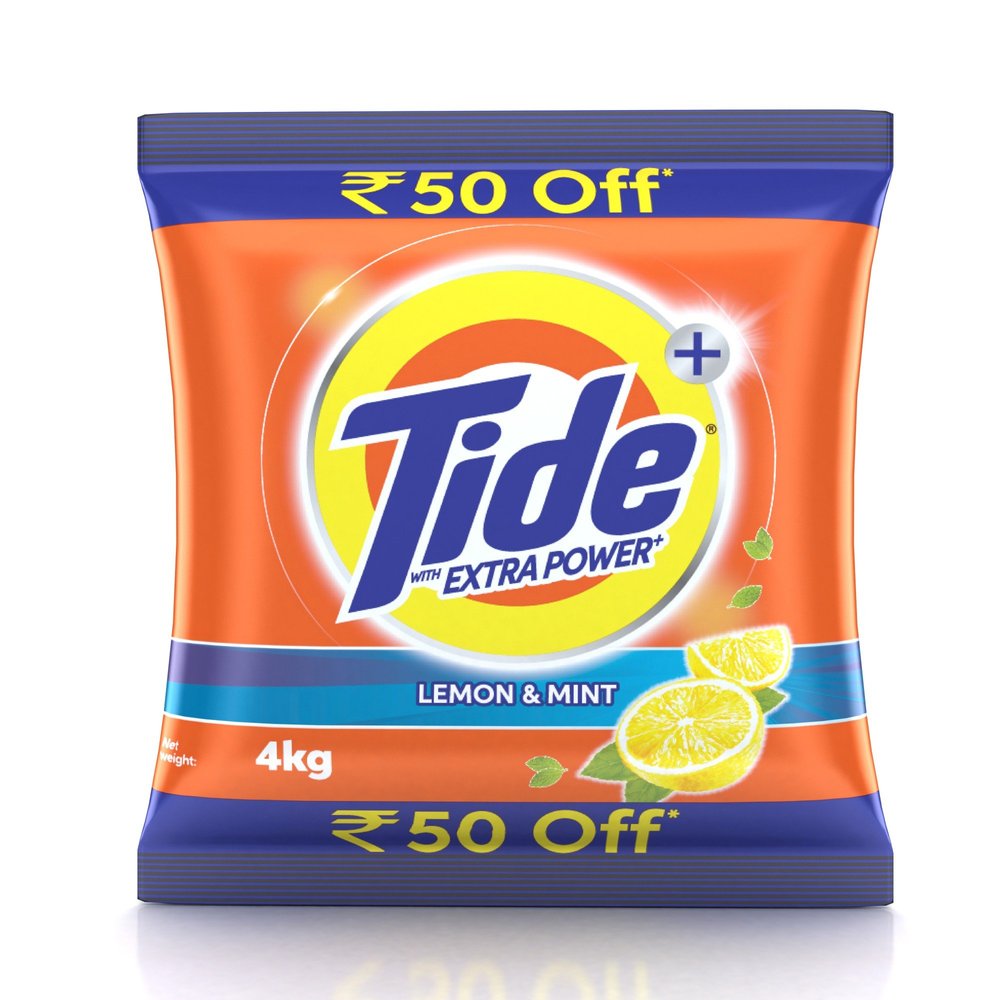 Tide Plus Detergent Washing Powder with Extra Power Lemon and Mint Pack - 4 kg ( 50 off)