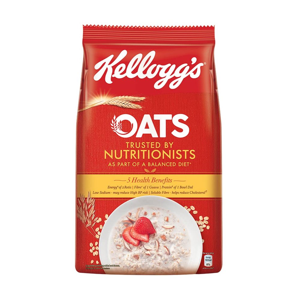 Kellogg's Oats, Rolled Oats, High in Protein and Fibre, Low in Sodium, 1kg Pack