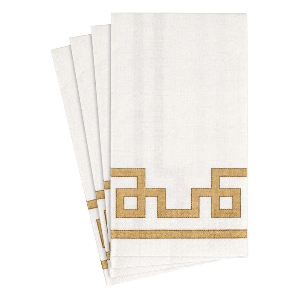 Caspari Entertaining Rive Gauche Paper Guest Towels, Gold and White, 15-Pack