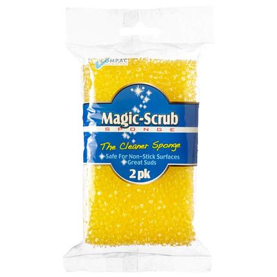 Compac Home Magic Scrub Light Duty Non-Scratch Scrubbing Pads Brush and Clean Dishes, Pots, Pans, 2 Count