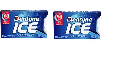 Dentyne Ice Sugarfree Peppermint 16 Pieces Gum (Pack of 2)