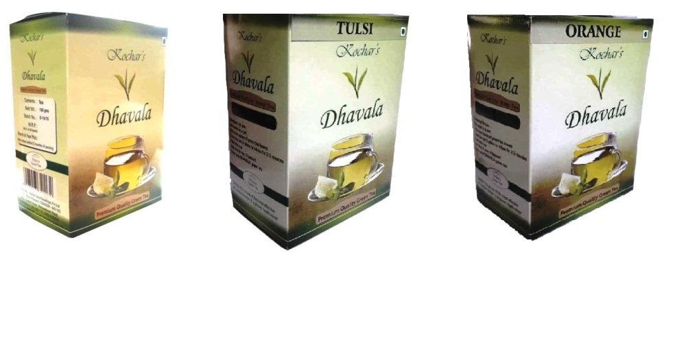 Dhavala Green Tea Set of 3 (Green Tea,Green Tea w/Tulsi and Orange) 300g
