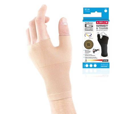 Small , Beige : NEO G Airflow Wrist & Thumb Support - SMALL - Beige - Medical Grade Quality sleeve, Multi Zone Compression, lightweight, breathable, HELPS strains, sprains, instability, arthritic wrists?Unisex Brace