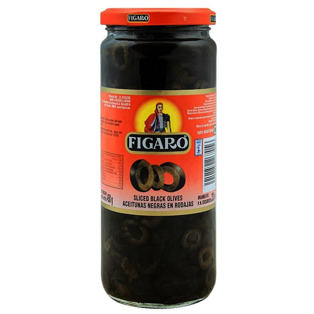 Figaro Black Sliced Olives, 15.87 oz, 450 g