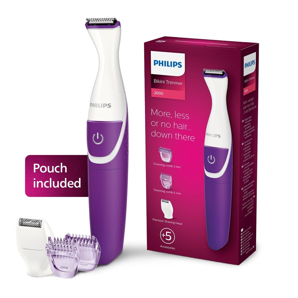 Philips Body Trimmer For Women,Skin Safe With Rounded Tips,2In1 Trim Or Shave,Hair Removal For Intimate Areas,Arms,Legs & Body,No Skin Irritation,Travel Friendly I2 Year Warranty-BRT383/15,Multicolor