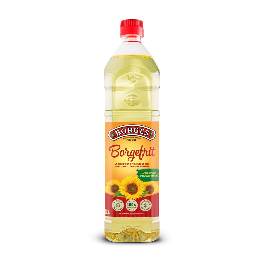 Borges Borgefrit High Oleic Sunflower Oil -1 L | The Frying Expert | 75% MUFA | 100% Non GMO |Packed in Spain