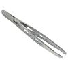 HTS 172D0 4" Brushed Stainless Slanted Eyebrow Tweezers with Droplet Holes view 1
