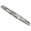 HTS 172D0 4" Brushed Stainless Slanted Eyebrow Tweezers with Droplet Holes view 2