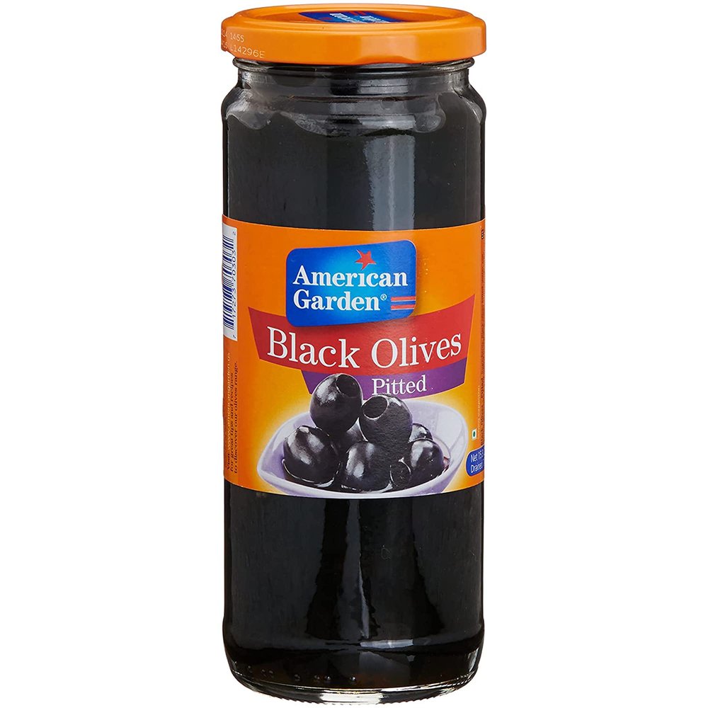 American Garden Black OlivesPitted 450g