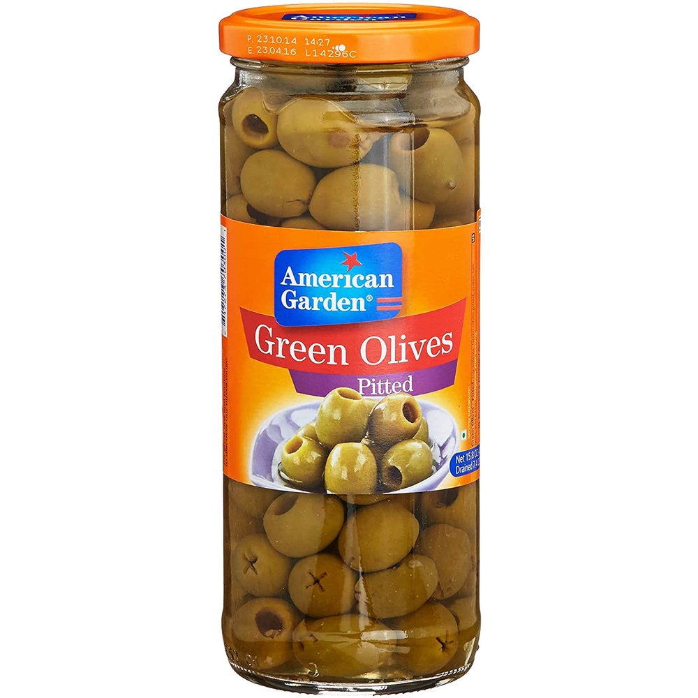 American Garden Green Olives Pitted, 15.87 oz 450 g