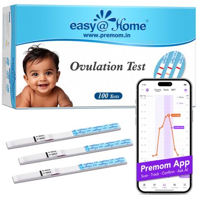 Easy@Home Ovulation Test Kit: 100 Pack LH Strips for Women Planning Pregnancy - Precise & Quick 5-Minute LH Detection - Convenient Home Testing with Fertility Tracker Premom App Support
