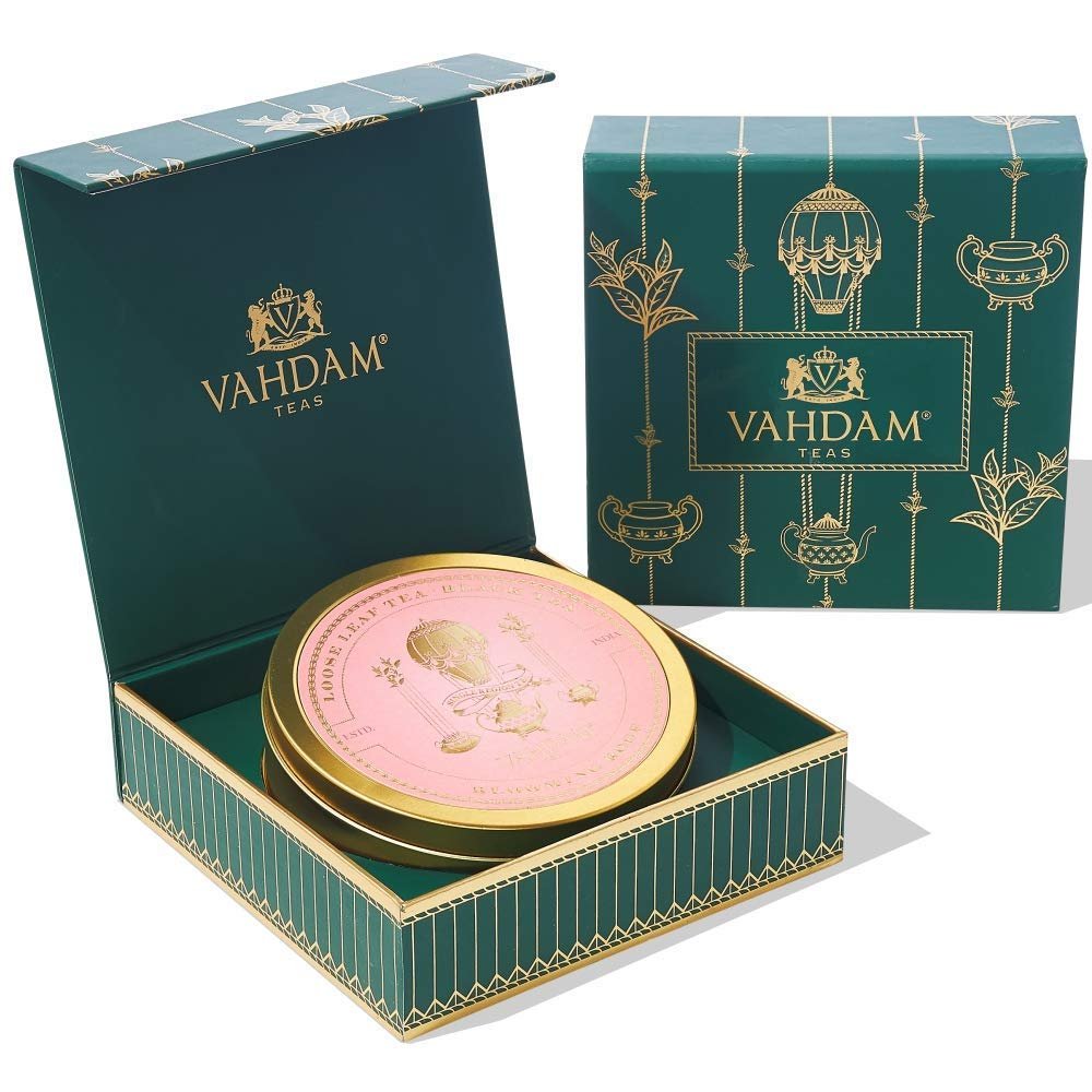 VAHDAM, Black Tea Private Reserve - Single Tin Caddy Gift Set | Pure Ingredients - Blooming Rose Black | Luxury Gifts For All Occasions |Tea Gift Set for Men and Women