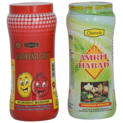 CHAMRIA KARORPATI GOLI (ANARDANA GOLI) 200g + AMRIT HARAD 200g (2 PACKS OF CHURAN/PACHAK)