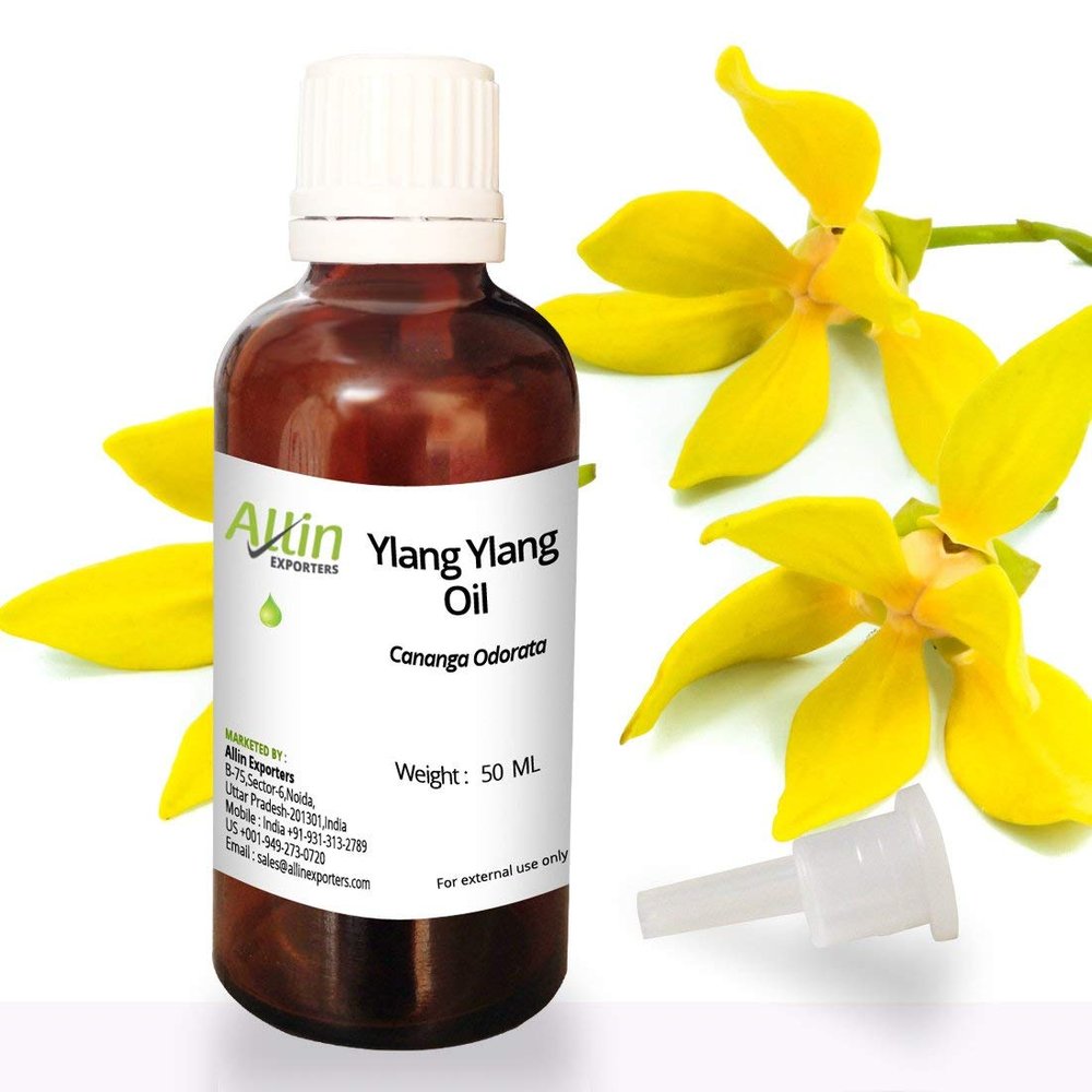 Allin Exporters Ylang Ylang Essential Oil Perfect for Aromatherapy Skincare Haircare Stress Relief Use in Diffuser or Directly (50 ML)