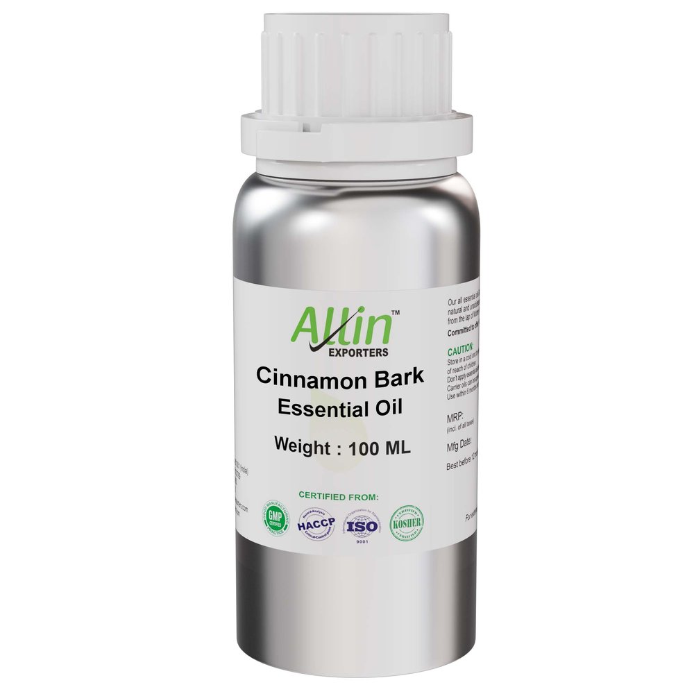 Allin Exporters Cinnamon Bark Oil 100% Natural, Pure & Therapeutic Grade for Skin, Acne, Face, Hair, Aromatherapy, Diffuser & Massage (100 ml)